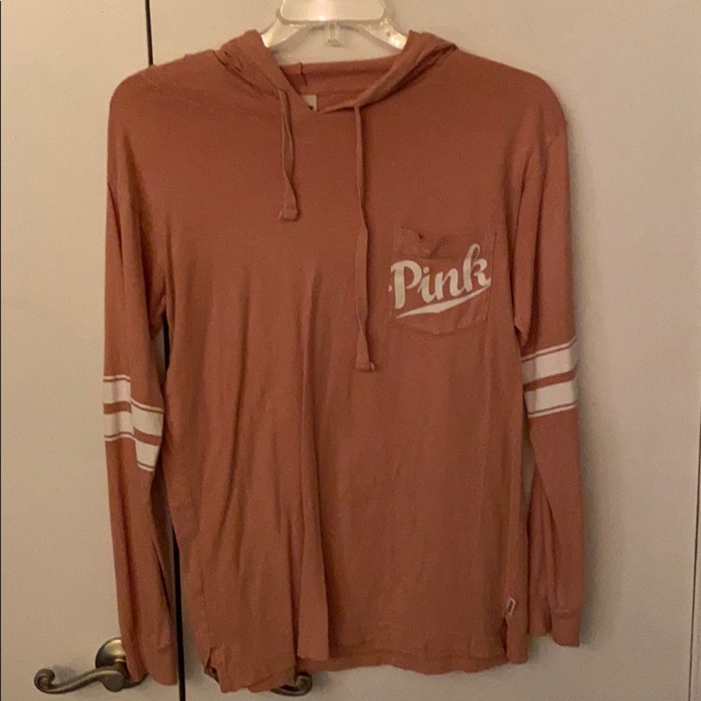 Womens PINK long sleeve shirt with hood